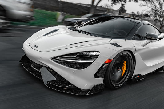 McLaren 720S 2018 2019 2020 2021 2022 2023 with Aftermarket Parts - 765LT Front Bumper & Lip Conversion Kit Pre-preg Carbon Fiber / FRP from Aero Republic