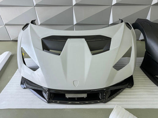 Lamborghini Huracan STO 2021 2022 2023 2024 with Aftermarket Parts - 1:1 Clamshell Replacement Front Bumper Hood Pre-preg Carbon Fiber / FRP from Aero Republic