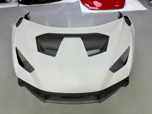 Lamborghini Huracan STO 2021 2022 2023 2024 with Aftermarket Parts - 1:1 Clamshell Replacement Front Bumper Hood Pre-preg Carbon Fiber / FRP from Aero Republic