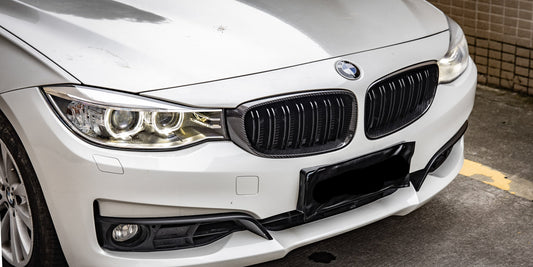 BMW 3 Series GT Gran Turismo 328i 335i F34 2012 2013 2014 2015 2016 2017 2018 2019 with Aftermarket Parts - Dual Slat Front Kidney Grill Pre-preg Carbon Fiber from Aero Republic