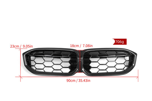 BMW 3 Series M340 330 320 G20 G21 LCI 2023 2024 with Aftermarket Parts - Dual Slat Front Kidney Grill Pre-preg Carbon Fiber from Aero Republic