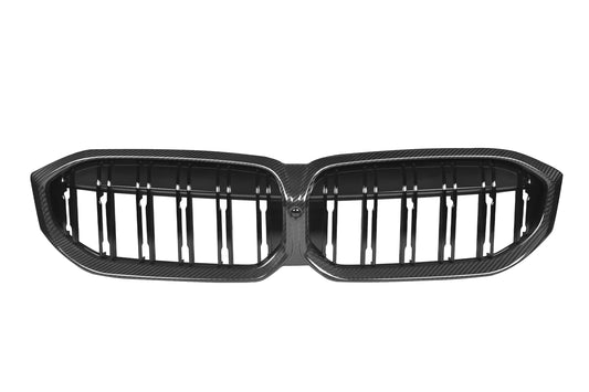 BMW 3 Series M340 330 320 G20 G21 LCI 2023 2024 with Aftermarket Parts - Dual Slat Front Kidney Grill Pre-preg Carbon Fiber from Aero Republic