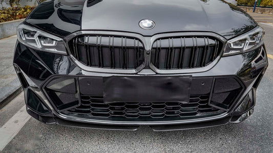 BMW 3 Series M340 330 320 G20 G21 LCI 2023 2024 with Aftermarket Parts - Dual Slat Front Kidney Grill Pre-preg Carbon Fiber from Aero Republic