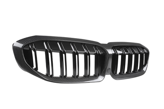 BMW 3 Series M340 330 320 G20 G21 Pre-LCI 2019 2020 2021 2022 with Aftermarket Parts - Dual Slat Front Kidney Grill Pre-preg Carbon Fiber from Aero Republic