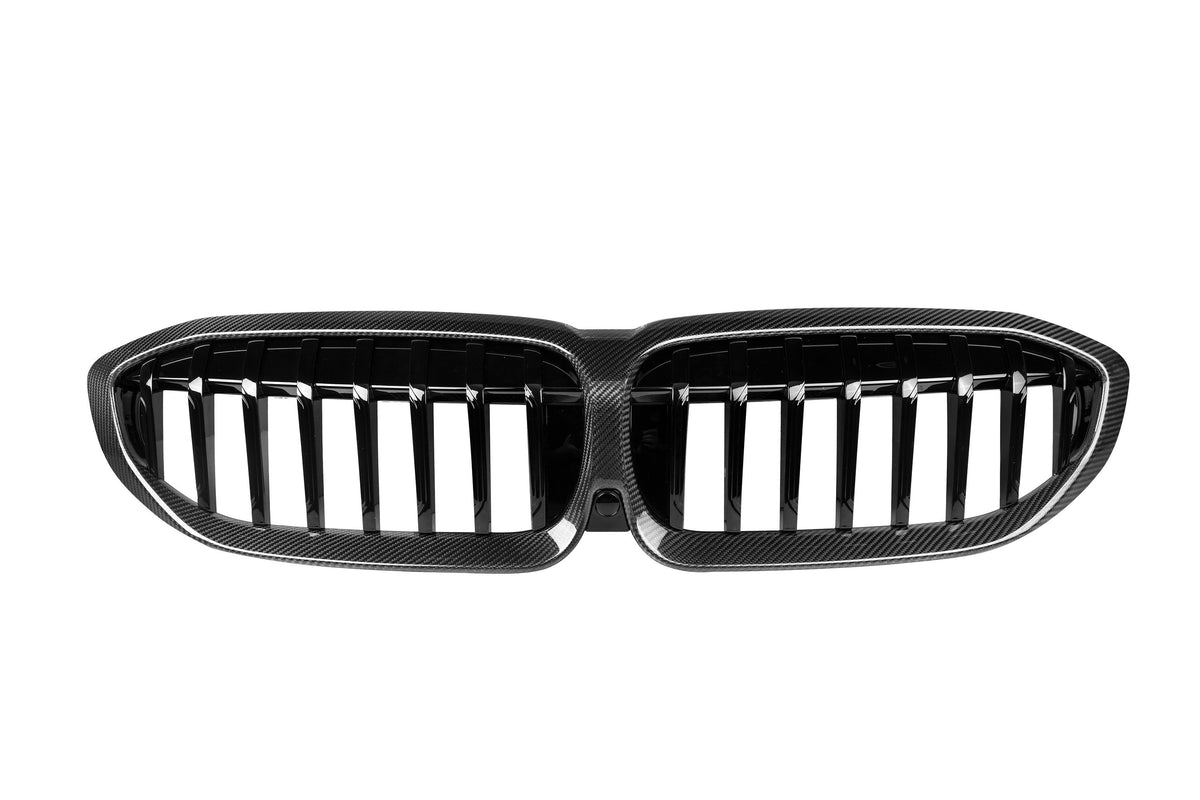 BMW 3 Series M340 330 320 G20 G21 Pre-LCI 2019 2020 2021 2022 with Aftermarket Parts - Single Slat Front Kidney Grill Pre-preg Carbon Fiber from Aero Republic
