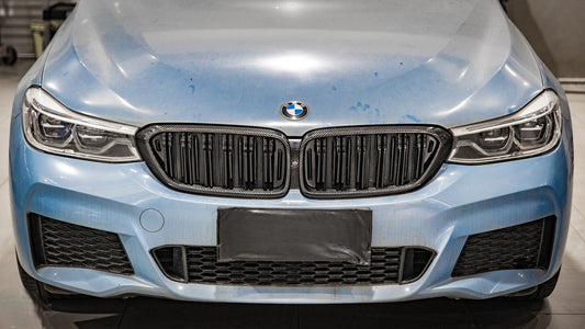 BMW 6 Series Gran Turismo GT 640i 630i 640d 630d 620d Pre-LCI G32 2017 2018 2019 2020 with Aftermarket Parts - Dual Slat Front Kidney Grill Pre-preg Carbon Fiber from Aero Republic