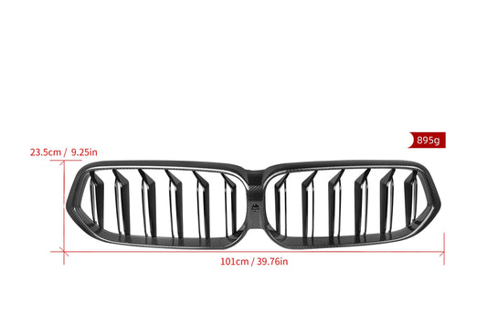 BMW 6 Series Gran Turismo GT 640i 630i 640d 630d xDrive 620d LCI G32 2021 2022 2023 with Aftermarket Parts - Dual Slat Front Kidney Grill Pre-preg Carbon Fiber from Aero Republic