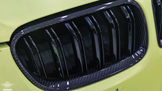 BMW M3 E92 E93 LCI 2009 2010 2011 2012 with Aftermarket Parts - Dual Slat Front Kidney Grill Pre-preg Carbon Fiber from Aero Republic