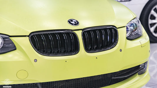 BMW M3 E92 E93 LCI 2009 2010 2011 2012 with Aftermarket Parts - Dual Slat Front Kidney Grill Pre-preg Carbon Fiber from Aero Republic