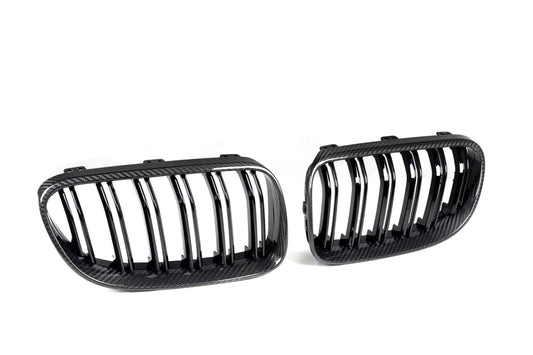 BMW M3 E92 E93 LCI 2009 2010 2011 2012 with Aftermarket Parts - Dual Slat Front Kidney Grill Pre-preg Carbon Fiber from Aero Republic