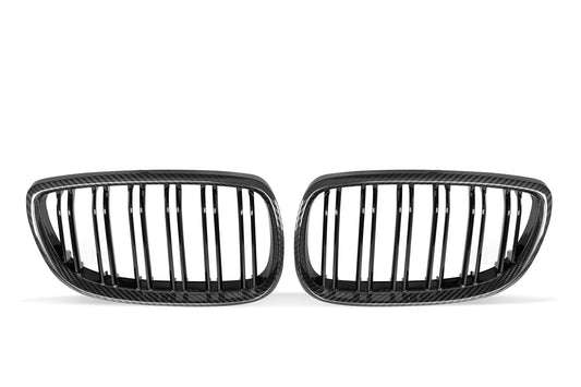 BMW M3 E92 E93 Pre-LCI 2006 2007 2008 with Aftermarket Parts - Dual Slat Front Kidney Grill Pre-preg Carbon Fiber from Aero Republic