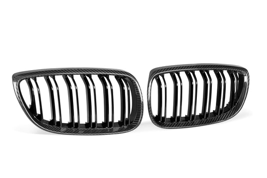 BMW M3 E92 E93 Pre-LCI 2006 2007 2008 with Aftermarket Parts - Dual Slat Front Kidney Grill Pre-preg Carbon Fiber from Aero Republic
