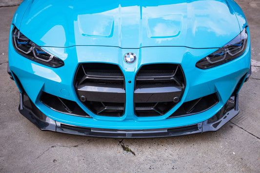 BMW M3 M3C M3CS G80 G81 2021 2022 2023 2024 & M4 M4C M4CS G82 G83 2021 2022 2023 2024 with Aftermarket Parts - CSL / Without ACC & CSL / With ACC Front Kidney Grill Pre-preg Carbon Fiber from Aero Republic