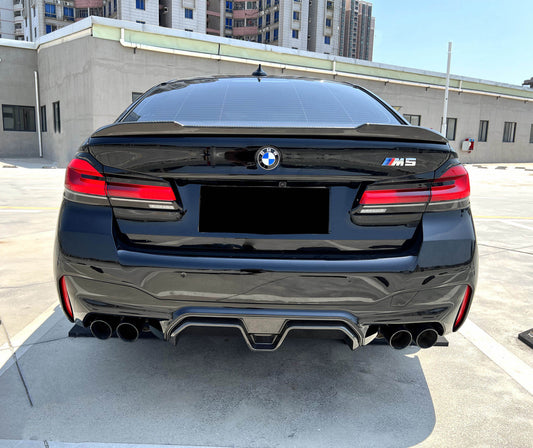 BMW M5 M5C F90 (Fits Both Pre-LCI & LCI) 2018-ON & 5 Series M550i 540i G30 (Fits both Pre-LCI & LCI) 2017 2018 2019 2020 2021 2022 2023 with Aftermarket Parts - CS Style / Without Light / With Light Rear Diffuser & Rear Diffuser Conversion Kit Pre-preg Carbon Fiber / PP from Aero Republic