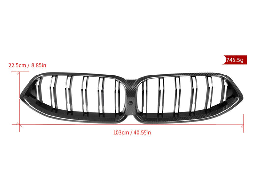 BMW M8 F91 F92 F93 2019-ON with Aftermarket Parts - Dual Slat Front Kidney Grill Pre-preg Carbon Fiber from Aero Republic