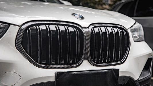 BMW X1 xDrive25e xDrive25i x/sDrive20i sDrive18i xDrive25d sDrive20d sDrive18d sDrive16d F48 LCI 2019 2020 2021 2022 with Aftermarket Parts - Dual Slat Front Kidney Grill Pre-preg Carbon Fiber from Aero Republic