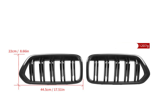 BMW X2 M35i x/sDrive28i xDrive25e sDrive20i sDrive18i xDrive25d xDrive20d sDrive18d sDrive16d F39 (Both Fits Pre-LCI & LCI) 2018 2019 2020 2021 2022 2023 with Aftermarket Parts - Dual Slat Front Kidney Grill Pre-preg Carbon Fiber from Aero Republic