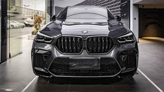 BMW X6 M60 sDrive40 xDrive40 G06 Pre-LCI 2020 2021 2022 2023 & X6M X6MC F96 Pre-LCI 2020 2021 2022 2023 with Aftermarket Parts - Dual Slat Front Kidney Grill Pre-preg Carbon Fiber from Aero Republic