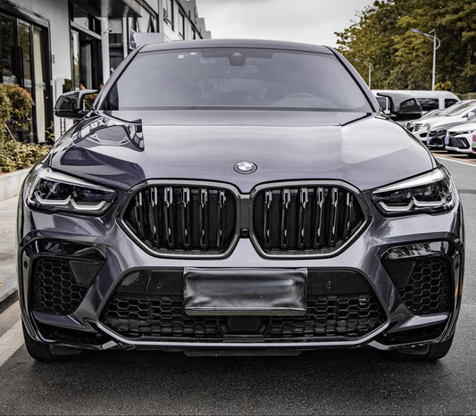 BMW X6 M60 sDrive40 xDrive40 G06 Pre-LCI 2020 2021 2022 2023 & X6M X6MC F96 Pre-LCI 2020 2021 2022 2023 with Aftermarket Parts - Dual Slat Front Kidney Grill Pre-preg Carbon Fiber from Aero Republic