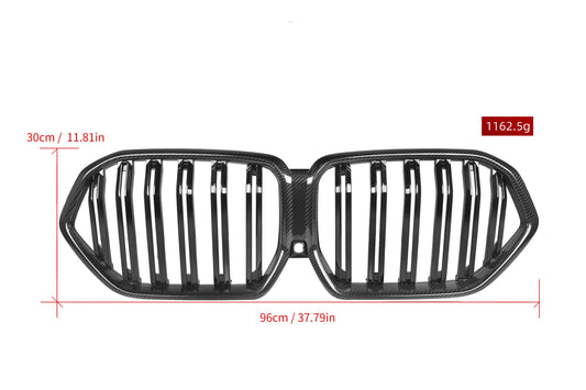 BMW X6 M60 sDrive40 xDrive40 G06 Pre-LCI 2020 2021 2022 2023 & X6M X6MC F96 Pre-LCI 2020 2021 2022 2023 with Aftermarket Parts - Dual Slat Front Kidney Grill Pre-preg Carbon Fiber from Aero Republic