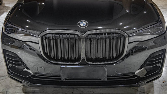 BMW X7 M50i xDrive50i G07 Pre-LCI 2019 2020 2021 2022 with Aftermarket Parts - Dual Slat Front Kidney Grill Pre-preg Carbon Fiber from Aero Republic