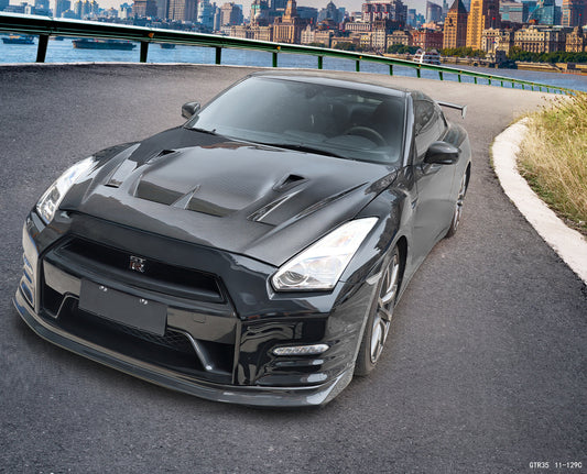 Nissan GTR Nismo T-Spec Premium Pure 2017-2024 (for installation on 2008-2016 vehicles, 2017-2024 front bumper is recommended) with Aftermarket Parts - DP Style Hood Bonnet Carbon Fiber / FRP from CMST Tuning