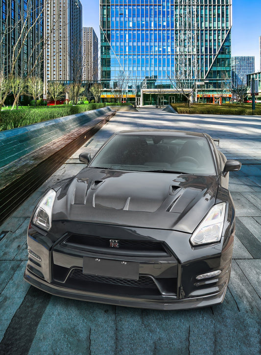 Nissan GTR Nismo T-Spec Premium Pure 2017-2024 (for installation on 2008-2016 vehicles, 2017-2024 front bumper is recommended) with Aftermarket Parts - DP Style Hood Bonnet Carbon Fiber / FRP from CMST Tuning