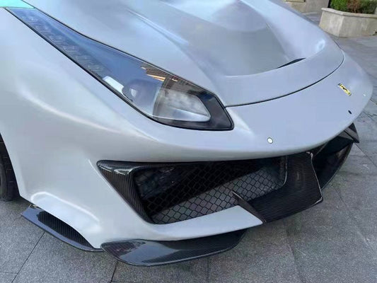 Ferrari 488 GTB & Spider with Aftermarket Parts - 1:1 Pista Style Front Bumper Pre-preg Carbon Fiber / FRP from Aero Republic