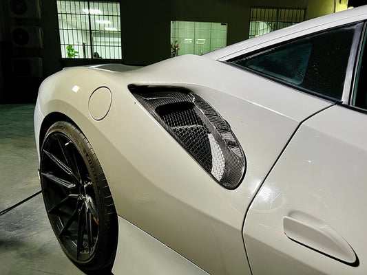 Ferrari 488 GTB & Spider 2016 2017 2018 2019 2020 with Aftermarket Parts - 1:1 Pista Style Side Vent Carbon Fiber / FRP from Aero Republic