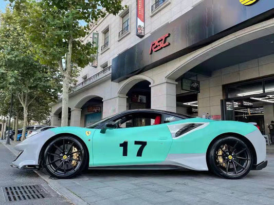 Ferrari 488 GTB & Spider 2016 2017 2018 2019 2020 with Aftermarket Parts - 1:1 Pista Style Side Skirts Carbon Fiber / FRP from Aero Republic