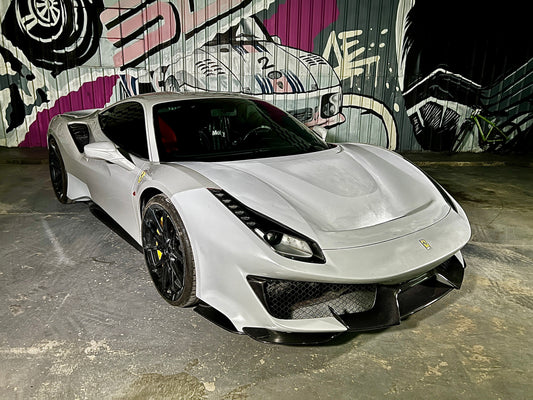 Ferrari 488 GTB & Spider 2016 2017 2018 2019 2020 with Aftermarket Parts - 1:1 Pista Style Side Skirts Carbon Fiber / FRP from Aero Republic