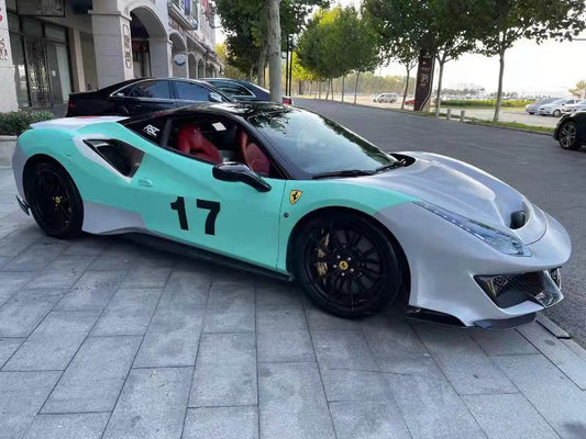 Ferrari 488 GTB & Spider 2016 2017 2018 2019 2020 with Aftermarket Parts - 1:1 Pista Style Side Skirts Carbon Fiber / FRP from Aero Republic