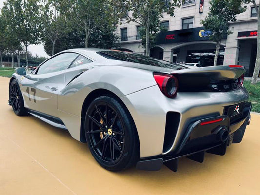 Ferrari 488 GTB 2016 2017 2018 2019 2020 with Aftermarket Parts - 1:1 Pista Style Rear Lip Spoiler Carbon Fiber / FRP from Aero Republic