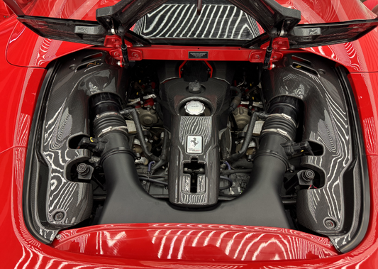 Ferrari 488 GTB & Spider 2016 2017 2018 2019 2020 with Aftermarket Parts - 1:1 Pista Style Engine Bay Cover Pre-preg Carbon Fiber from Aero Republic