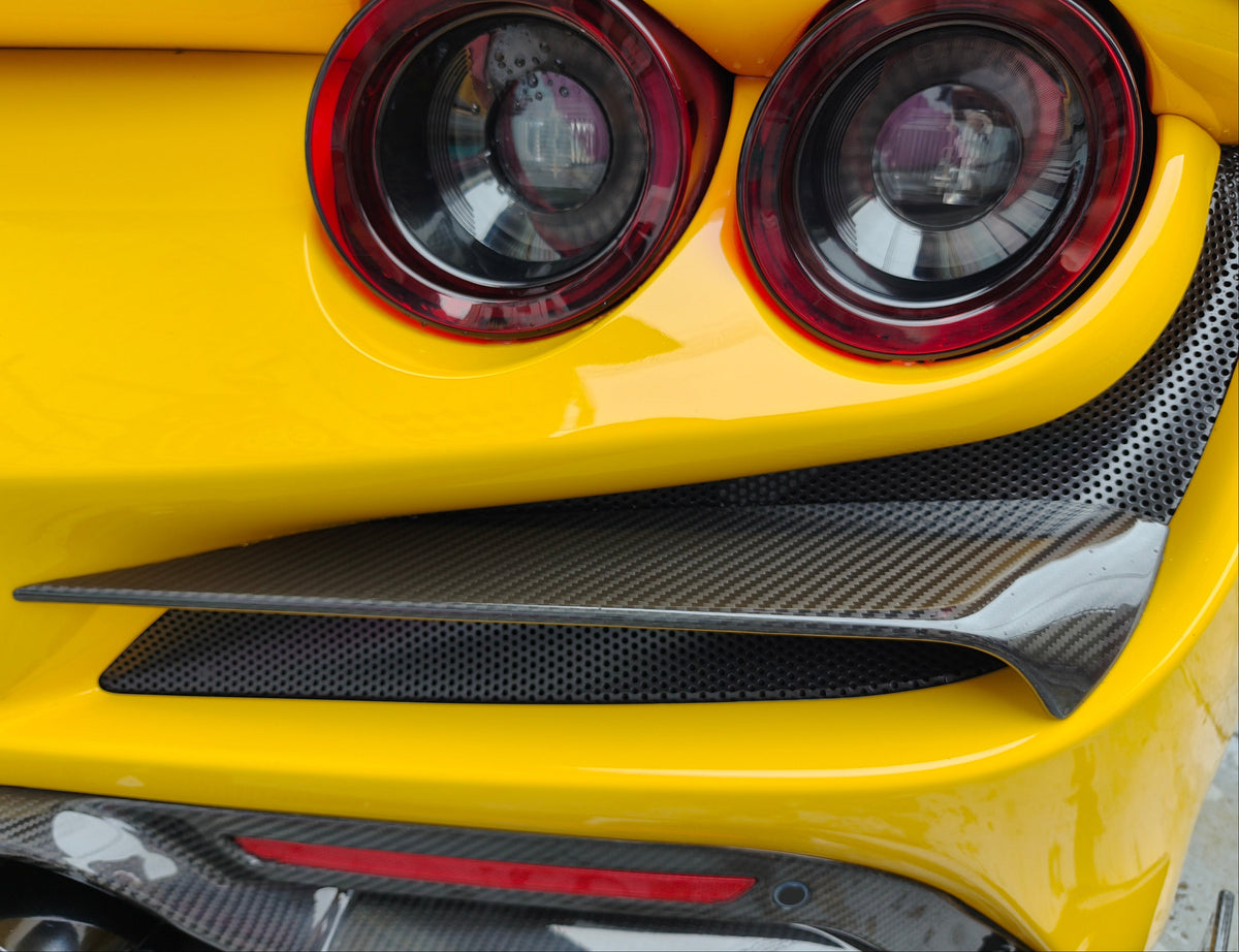 Ferrari F8 Tributo & Spider 2020 2021 2022 2023 with Aftermarket Parts - M Style Rear Bumper Trim Carbon Fiber / FRP from Aero Republic