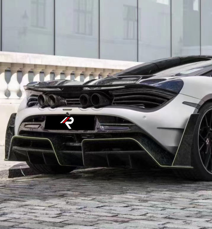 McLaren 720S 2018 2019 2020 2021 2022 2023 with Aftermarket Parts - Man Style Rear Bumper Trim Carbon Fiber / FRP from Aero Republic