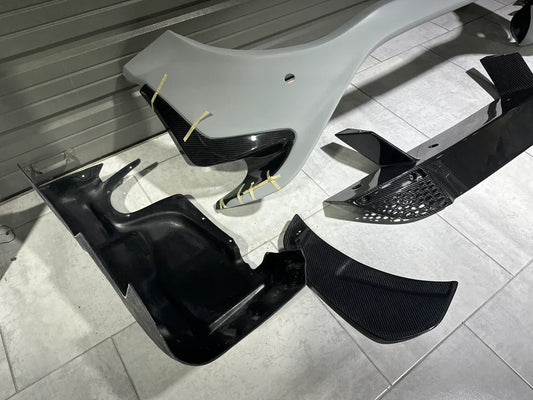 McLaren 720S 2018 2019 2020 2021 2022 2023 with Aftermarket Parts - 765LT Rear Bumper Set Conversion Kit Pre-preg Carbon Fiber / FRP from Aero Republic