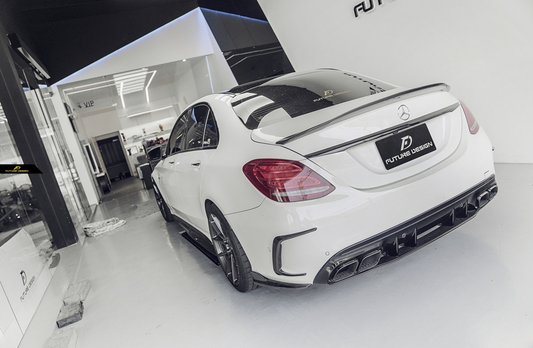 Aero Republic Carbon Fiber Rear Bumper Canards for Mercedes Benz 2015-21 W205 C300 C43 C63 C63S AMG Sedan 4 Door