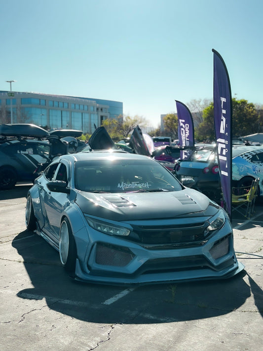 Honda Civic 10th Gen FC1 FC2 FC5 FC6 2016 2017 2018 2019 2020 2021 & Civic 10th Gen FC3 FC4 2017 2018 2019 2020 2021 & Civic 10th Gen FK7 2017 2018 2019 2020 2021 with Aftermarket Parts - Front Bumper & Front Lip Carbon Fiber / FRP from Robot Craftsman