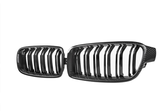 BMW 3 Series M340 340 335 330 328 320 F30 F31 2013 2014 2015 2016 2017 2018 2019 2020 with Aftermarket Parts - Dual Slat Front Kidney Grill Pre-preg Carbon Fiber from Aero Republic