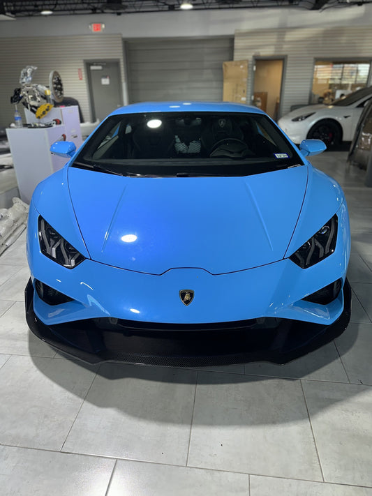 Lamborghini Huracan EVO RWD 2020 2021 2022 2023 with Aftermarket Parts - Front Lip Pre-preg Carbon Fiber from CMST Tuning