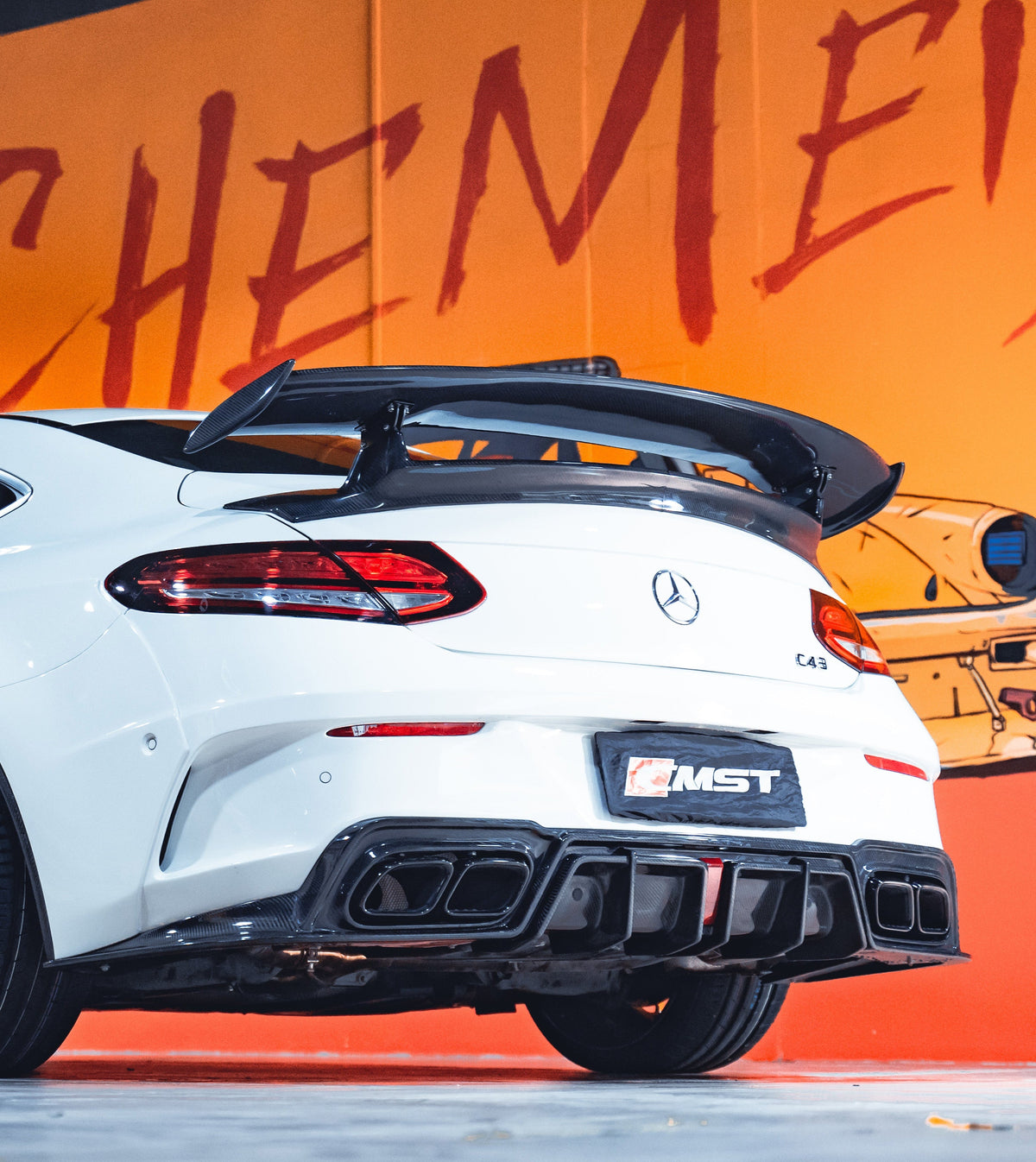 Mercedes Benz C-Class C63S C63 C43 AMG C300 W205 2016 2017 2018 2019 2020 2021 2022 Coupe Convertible & (suitable for both pre-facelift and facelift) with Aftermarket Parts - Rear Bumper & Diffuser Carbon Fiber / FRP from CMST Tuning