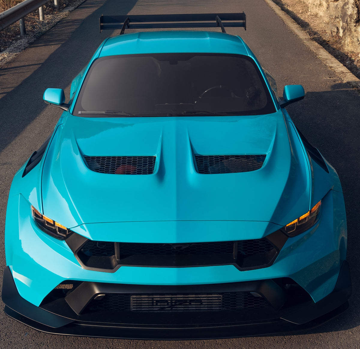 Ford Mustang Ecoboost V6 GT March1 Bullitt S550.1 S550.2 2015 2016 2017 2018 2019 2020 2021 2022 2023 (designed for ROBOT CRAFTSMAN S550 GTD Style widebody kit, S550.2 requires S550.1 headlight. designed to be installed with ROBOT CRAFTSMAN GTD front bumper) with Aftermarket Parts - GTD Style Hood Bonnet Carbon Fiber  FRP from Robot Craftsman