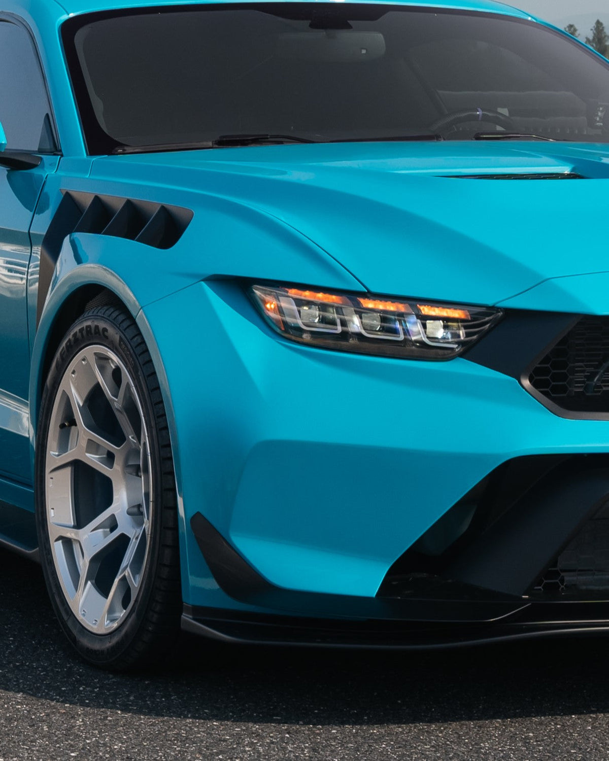 Ford Mustang Ecoboost V6 GT March1 Bullitt S550.1 S550.2 2015 2016 2017 2018 2019 2020 2021 2022 2023 (designed for ROBOT CRAFTSMAN S550 GTD Style widebody kit, S550.2 requires S550.1 headlight) with Aftermarket Parts - GTD Style Front Bumper Canards Carbon Fiber  FRP from Robot Craftsman