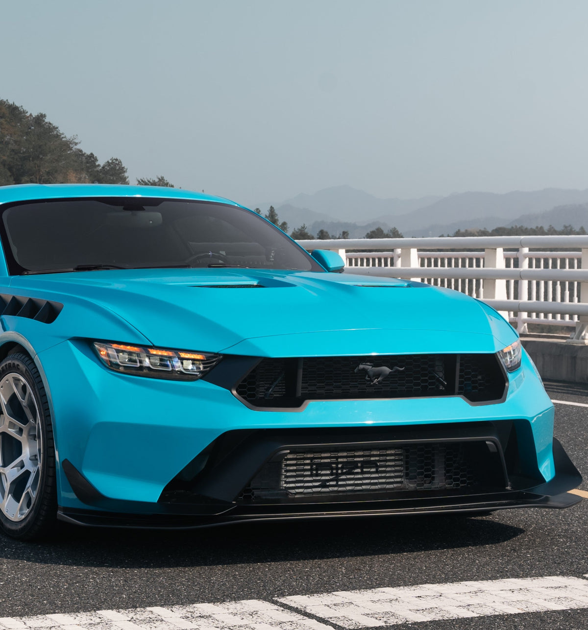 Ford Mustang Ecoboost V6 GT March1 Bullitt S550.1 S550.2 2015 2016 2017 2018 2019 2020 2021 2022 2023 (designed for ROBOT CRAFTSMAN S550 GTD Style widebody kit, S550.2 requires S550.1 headlight) with Aftermarket Parts - GTD Style Replacement Front Lip Only & Widebody Front Bumper & Lip Carbon Fiber  FRP from Robot Craftsman