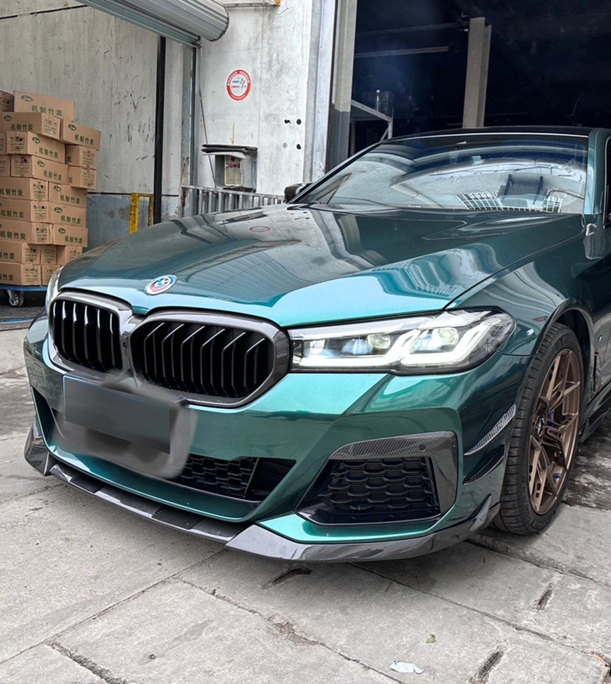 BMW 5 Series M550 540 530 (with M-package bumper, does not fit base model) G30 Pre-LCI 2017 2018 2019 2020 with Aftermarket Parts - Front Lip Carbon Fiber from Geex Village