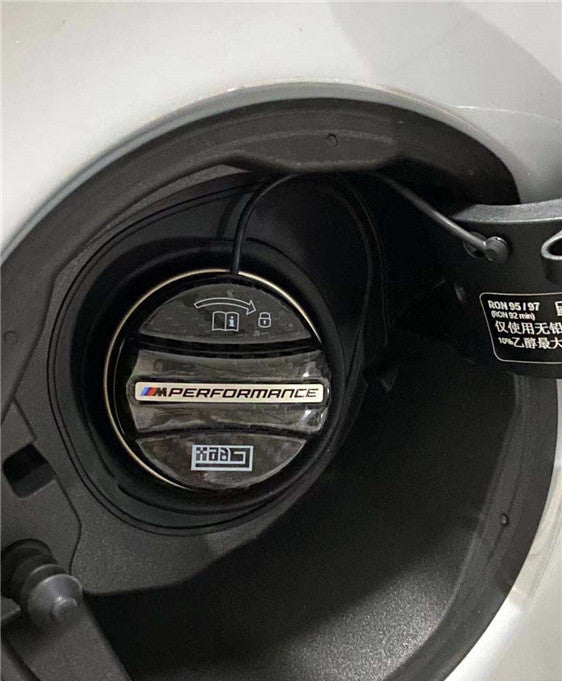 BMW i8 BZK 2014 2015 2016 2017 2018 & 8 Series M850 840 G14 G15 G16 2018-ON & M8 F91 F92 F93 2019-ON with Aftermarket Parts - MP M Performance Style Fuel Filler Cap Carbon Fiber from Geex Village