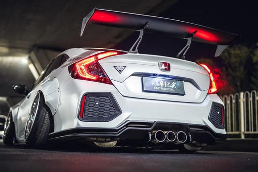 Honda Civic 10th Gen FC1 FC2 SI 2016 2017 2018 2019 2020 2021 (diffuser also compatible with ROBOT CRAFTSMAN rear bumper) with Aftermarket Parts - Rear Diffuser & Bumper Carbon Fiber / FRP from Robot Craftsman