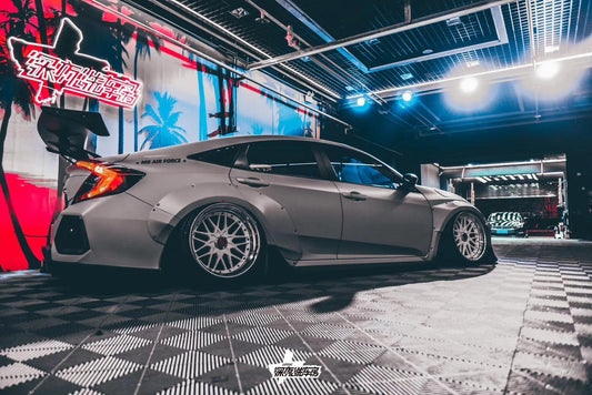 Honda Civic 10th Gen FC1 FC2 SI 2016 2017 2018 2019 2020 2021 (diffuser also compatible with ROBOT CRAFTSMAN rear bumper) with Aftermarket Parts - Rear Diffuser & Bumper Carbon Fiber / FRP from Robot Craftsman