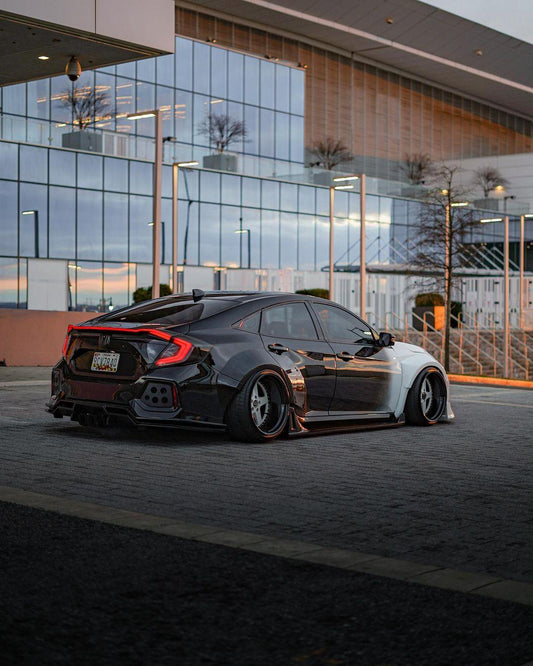 Honda Civic 10th Gen FC1 FC2 SI 2016 2017 2018 2019 2020 2021 (diffuser also compatible with ROBOT CRAFTSMAN rear bumper) with Aftermarket Parts - Rear Diffuser & Bumper Carbon Fiber / FRP from Robot Craftsman